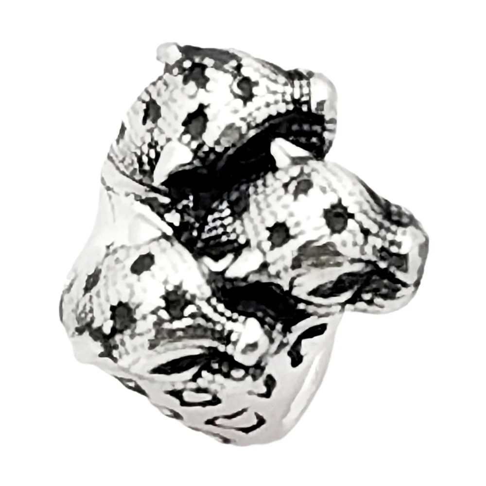 Three Cheetah Head Sterling Silver Ring | 10 Grams | Size 8 | NWOT